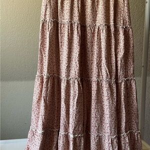 Floral Orange Tiered Skirt